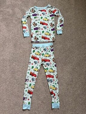 Kids Light Blue Pixar Cars Christmas Print Pajama Set - Long Sleeve & Pants